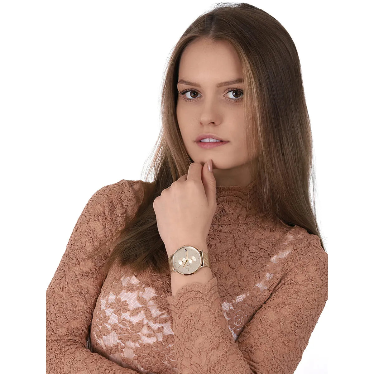  Shop Authentic Tommy Hilfiger Jenna Quartz White Dial Gold Mesh Bracelet Watch For Women - 1781943 - Luxxuri