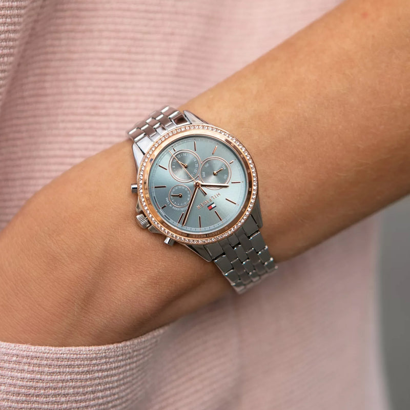  Shop Authentic Tommy Hilfiger Ari Diamonds Blue Dial Silver Steel Strap Watch for Women - 1781976 - Luxxuri