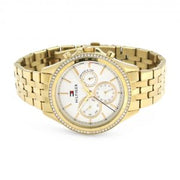  Shop Authentic Tommy Hilfiger Ari Multifunction Diamonds Silver Dial Gold Steel Strap Watch for Women - 1781977 - Luxxuri