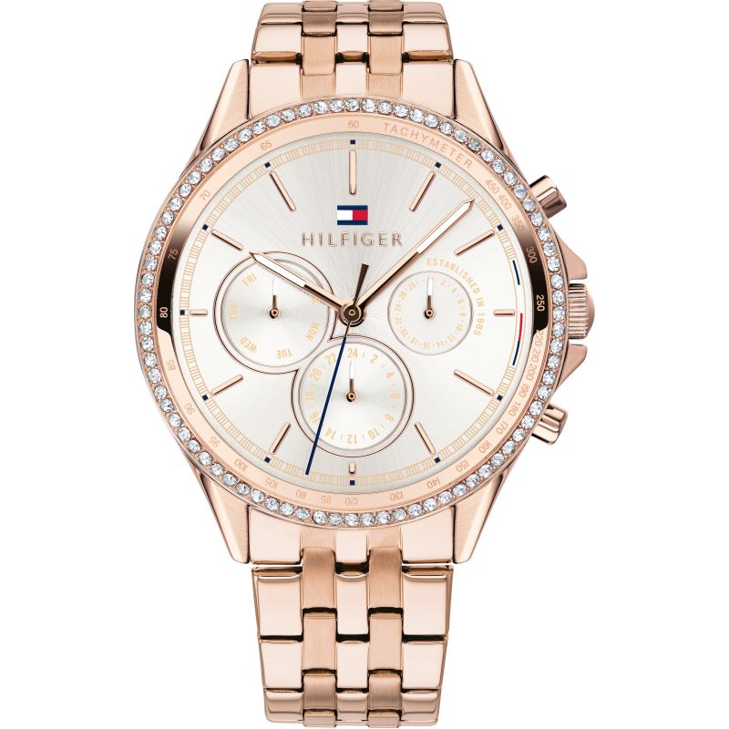  Shop Authentic Tommy Hilfiger Ari Diamonds Silver Dial Rose Gold Steel Strap Watch for Women - 1781978 - Luxxuri