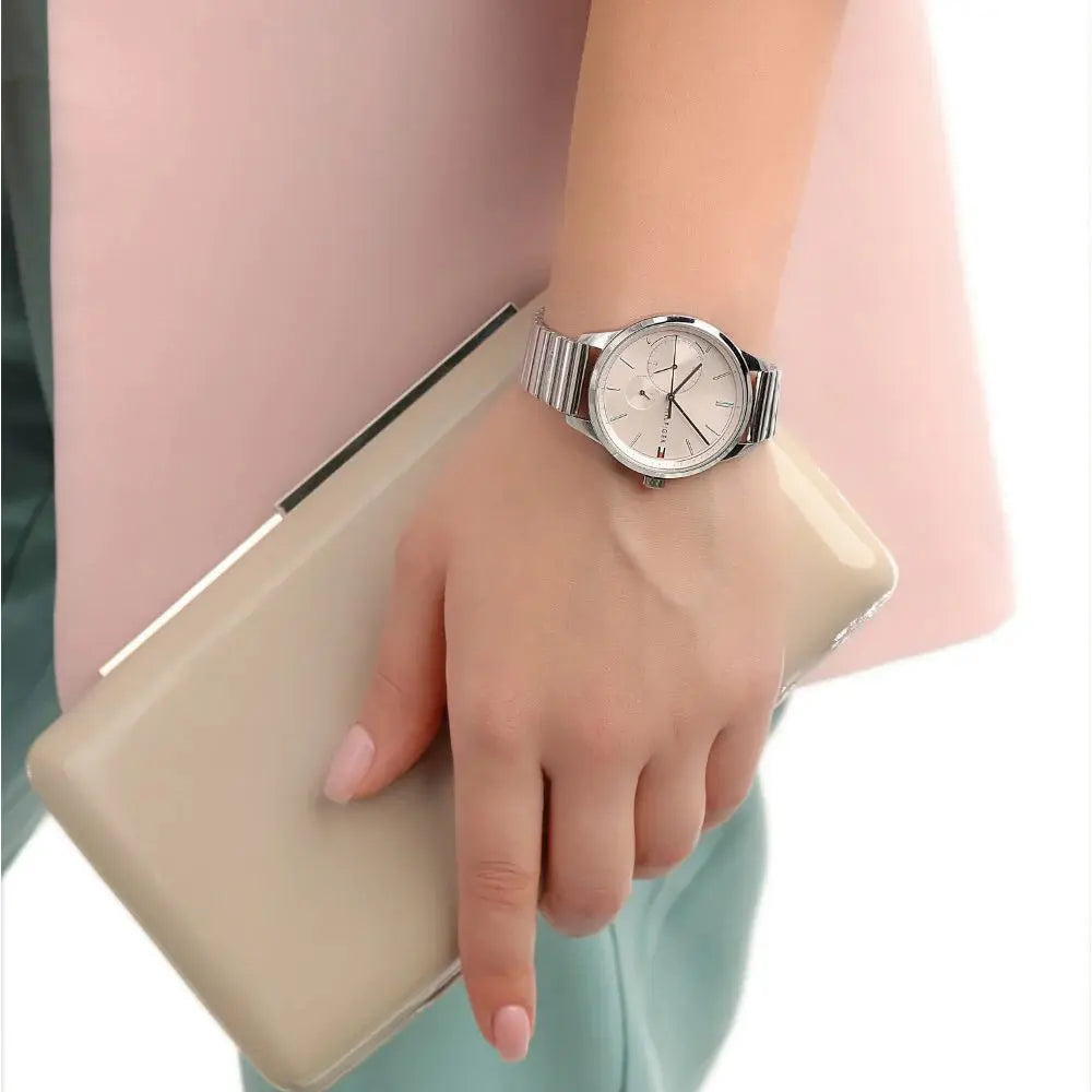  Shop Authentic Tommy Hilfiger Brooke Pink Dial Silver Steel Strap Watch for Women - 1782020 - Luxxuri