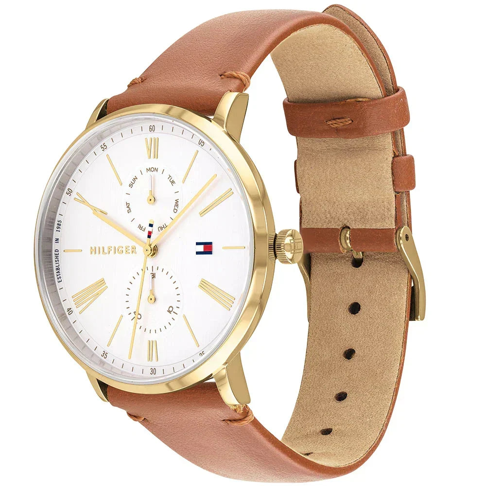  Shop Authentic Tommy Hilfiger Jenna Quartz White Dial Brown Leather Strap Watch for Women - 1782073 - Luxxuri