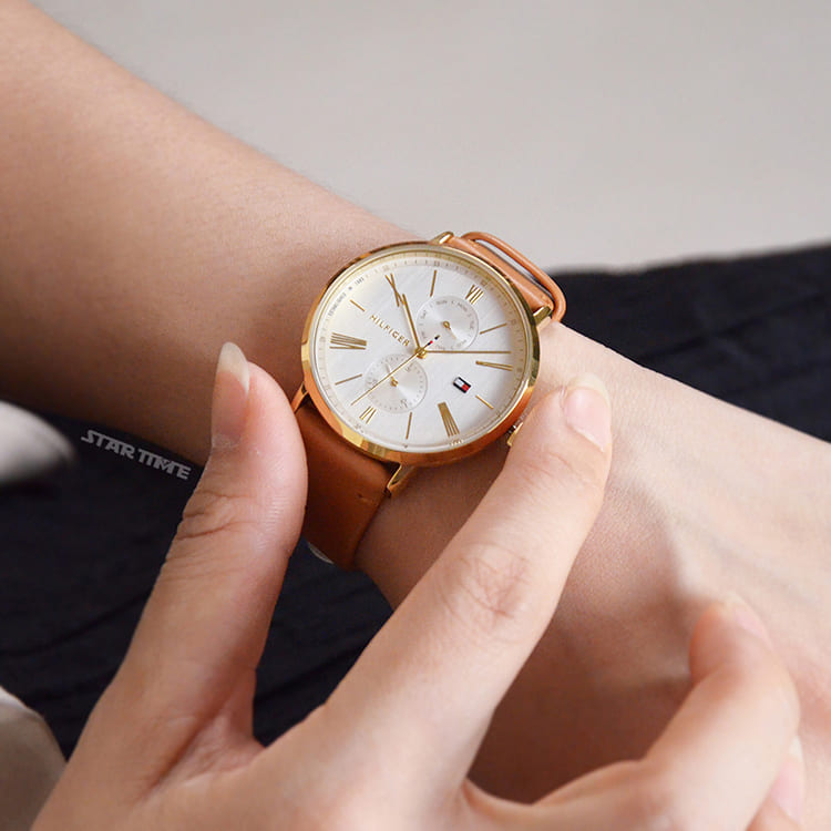  Shop Authentic Tommy Hilfiger Jenna Quartz White Dial Brown Leather Strap Watch for Women - 1782073 - Luxxuri