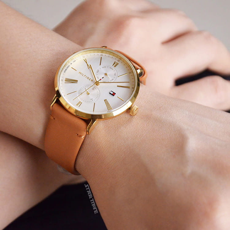  Shop Authentic Tommy Hilfiger Jenna Quartz White Dial Brown Leather Strap Watch for Women - 1782073 - Luxxuri