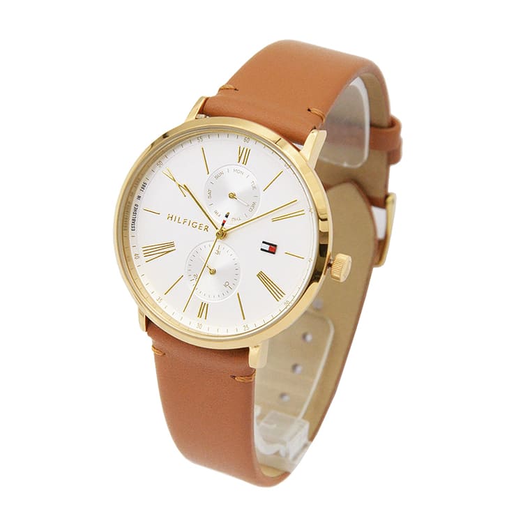  Shop Authentic Tommy Hilfiger Jenna Quartz White Dial Brown Leather Strap Watch for Women - 1782073 - Luxxuri