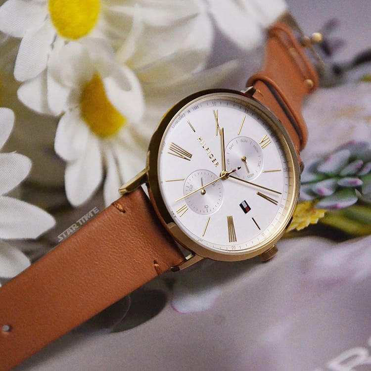  Shop Authentic Tommy Hilfiger Jenna Quartz White Dial Brown Leather Strap Watch for Women - 1782073 - Luxxuri