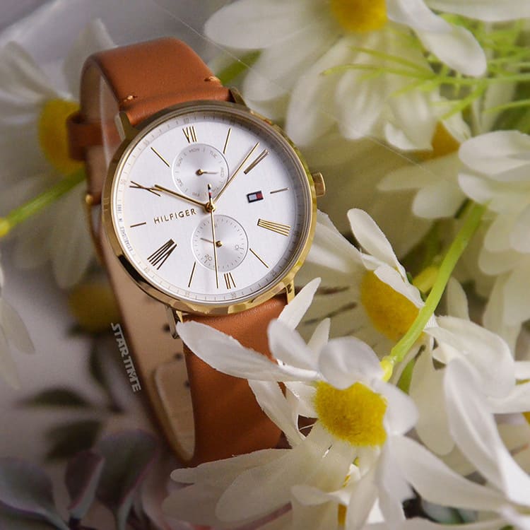  Shop Authentic Tommy Hilfiger Jenna Quartz White Dial Brown Leather Strap Watch for Women - 1782073 - Luxxuri