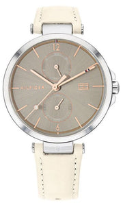  Shop Authentic Tommy Hilfiger Angela Silver Dial Cream Leather Strap Watch for Women - 1782123 - Luxxuri