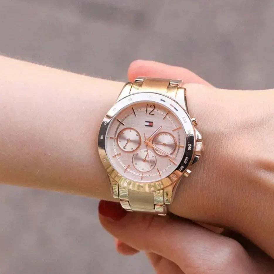  Shop Authentic Tommy Hilfiger Haven Chronograph Rose Gold Dial Rose Gold Steel Strap Watch For Women - 1782197 - Luxxuri