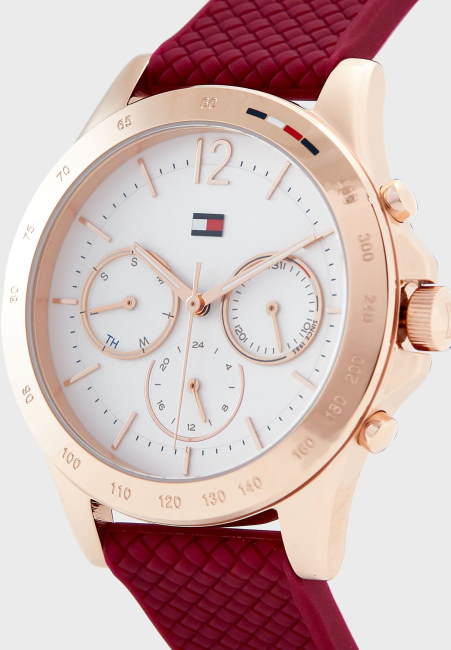  Shop Authentic Tommy Hilfiger Haven Quartz White Dial Red Rubber Strap Watch For Women - 1782200 - Luxxuri