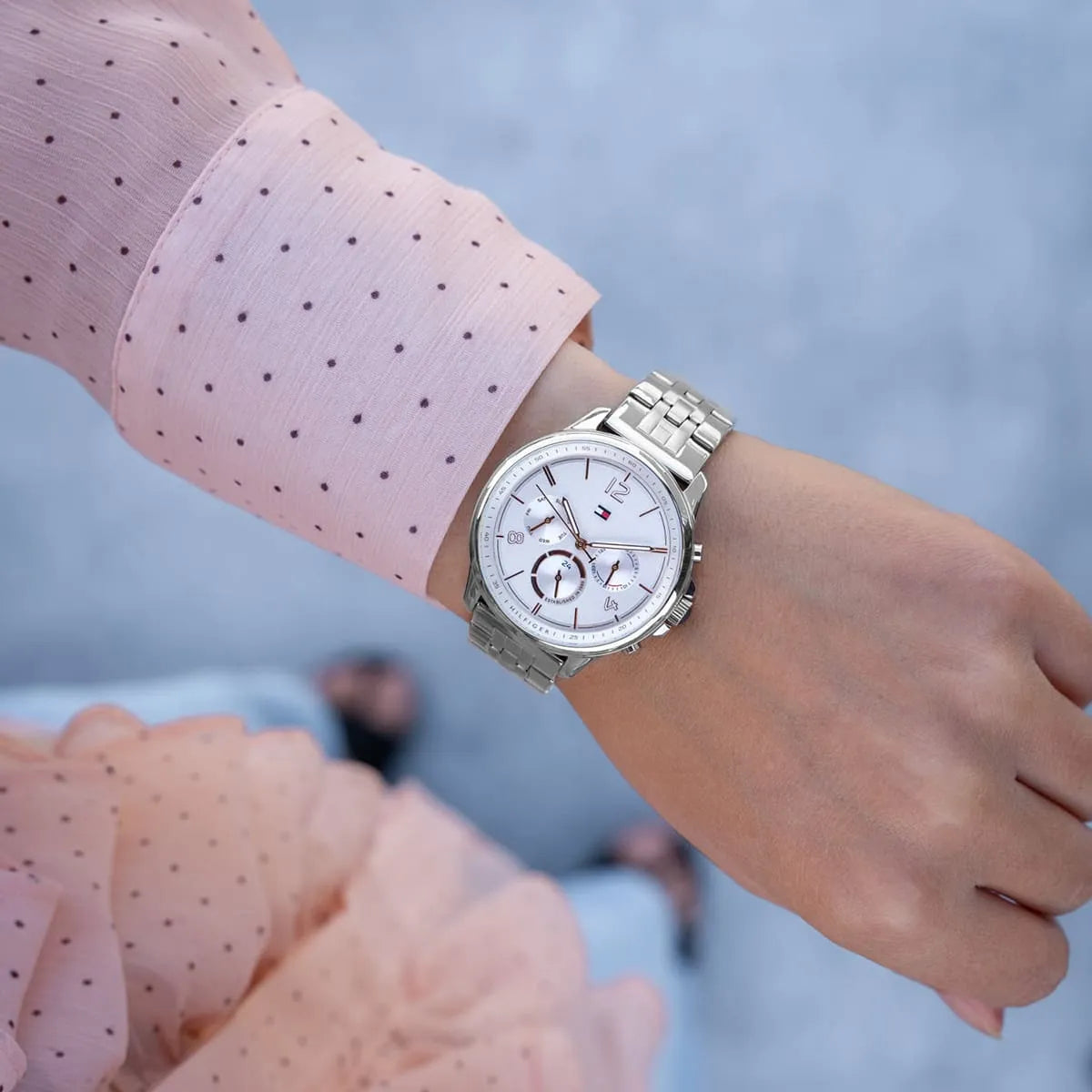  Shop Authentic Tommy Hilfiger Harper Chronograph White Dial Silver Steel Strap Watch For Women - 1782222 - Luxxuri