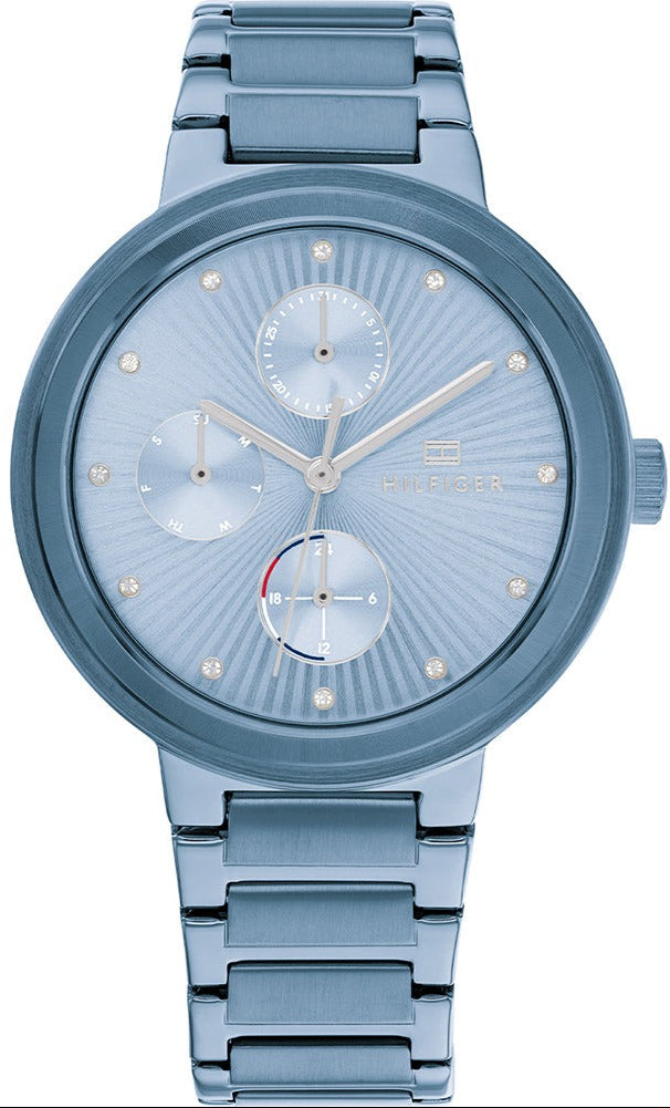  Shop Authentic Tommy Hilfiger Joy Chronograph Blue Dial Blue Steel Strap Watch For Women - 1782535 - Luxxuri