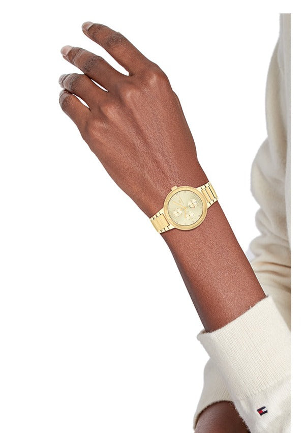  Shop Authentic Tommy Hilfiger Joy Analog Gold Dial Gold Steel Strap Watch For Women - 1782536 - Luxxuri