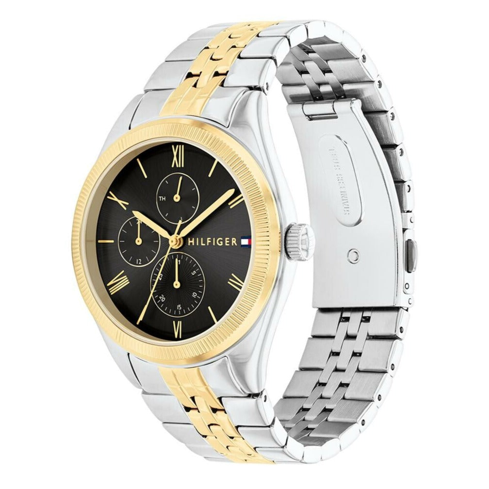 Shop Authentic Tommy Hilfiger Monica Chronograph Black Dial Two Tone Steel Strap Watch For Women - 1782591 - Luxxuri