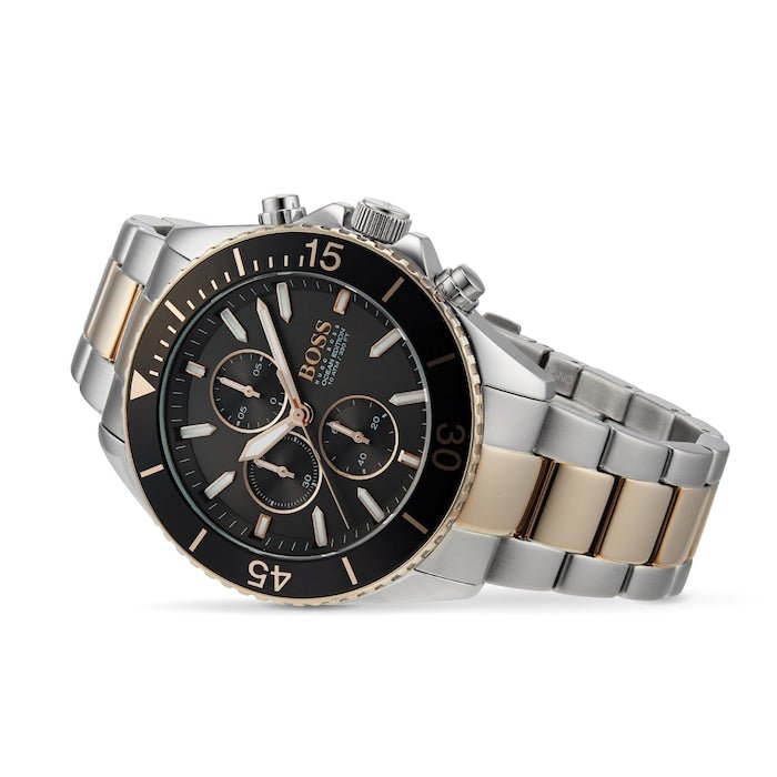  Shop Authentic Hugo Boss Ocean Edition Black Dial Two Tone Steel Strap Watch for Men - 1513705 - Luxxuri