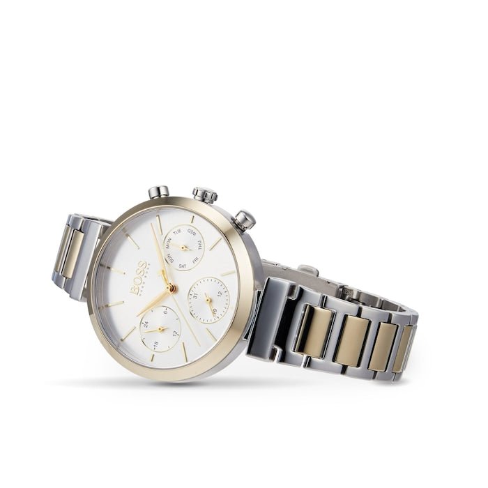  Shop Authentic Hugo Boss Flawless Silver Dial Two Tone Steel Strap Watch for Women - 1502550 - Luxxuri