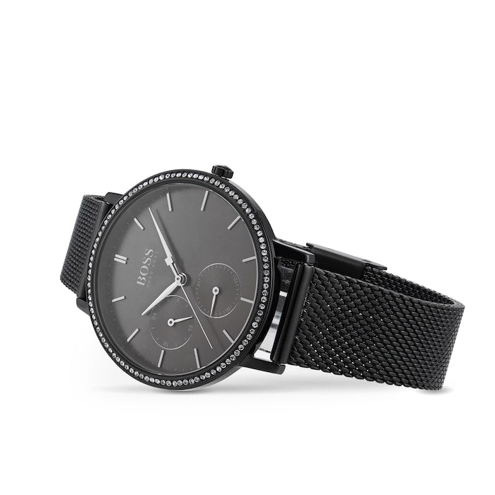  Shop Authentic Hugo Boss Infinity Black Dial Black Mesh Bracelet Watch for Women -1502521 - Luxxuri