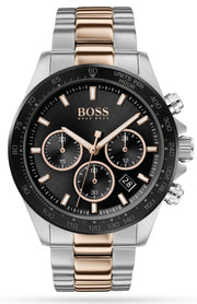 Shop Authentic Hugo Boss Here Chronograph Black Dial Two Tone Steel Strap Watch for Men - 1513757 - Luxxuri