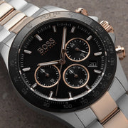  Shop Authentic Hugo Boss Here Chronograph Black Dial Two Tone Steel Strap Watch for Men - 1513757 - Luxxuri
