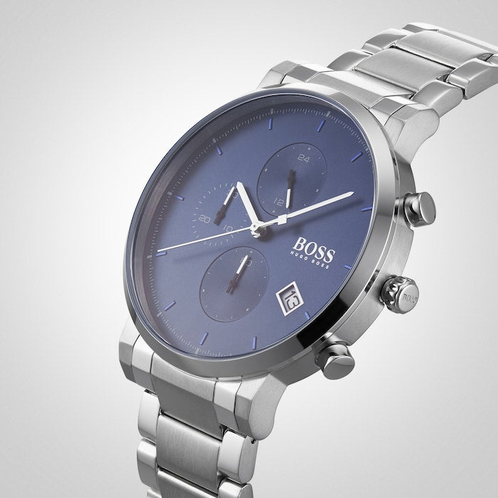  Shop Authentic Hugo Boss Integrity Blue Dial Silver Steel Strap Watch for Men - 1513779 - Luxxuri