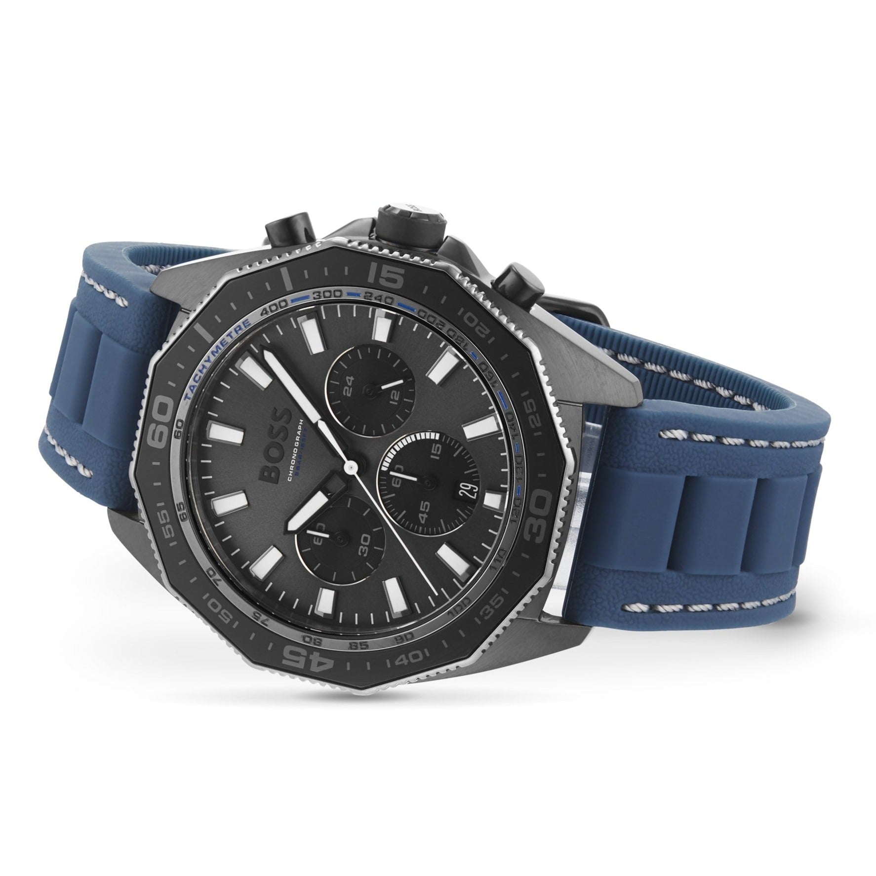  Shop Authentic Hugo Boss Energy Chronograph Grey Dial Green Rubber Strap Watch For Men - 1513972 - Luxxuri