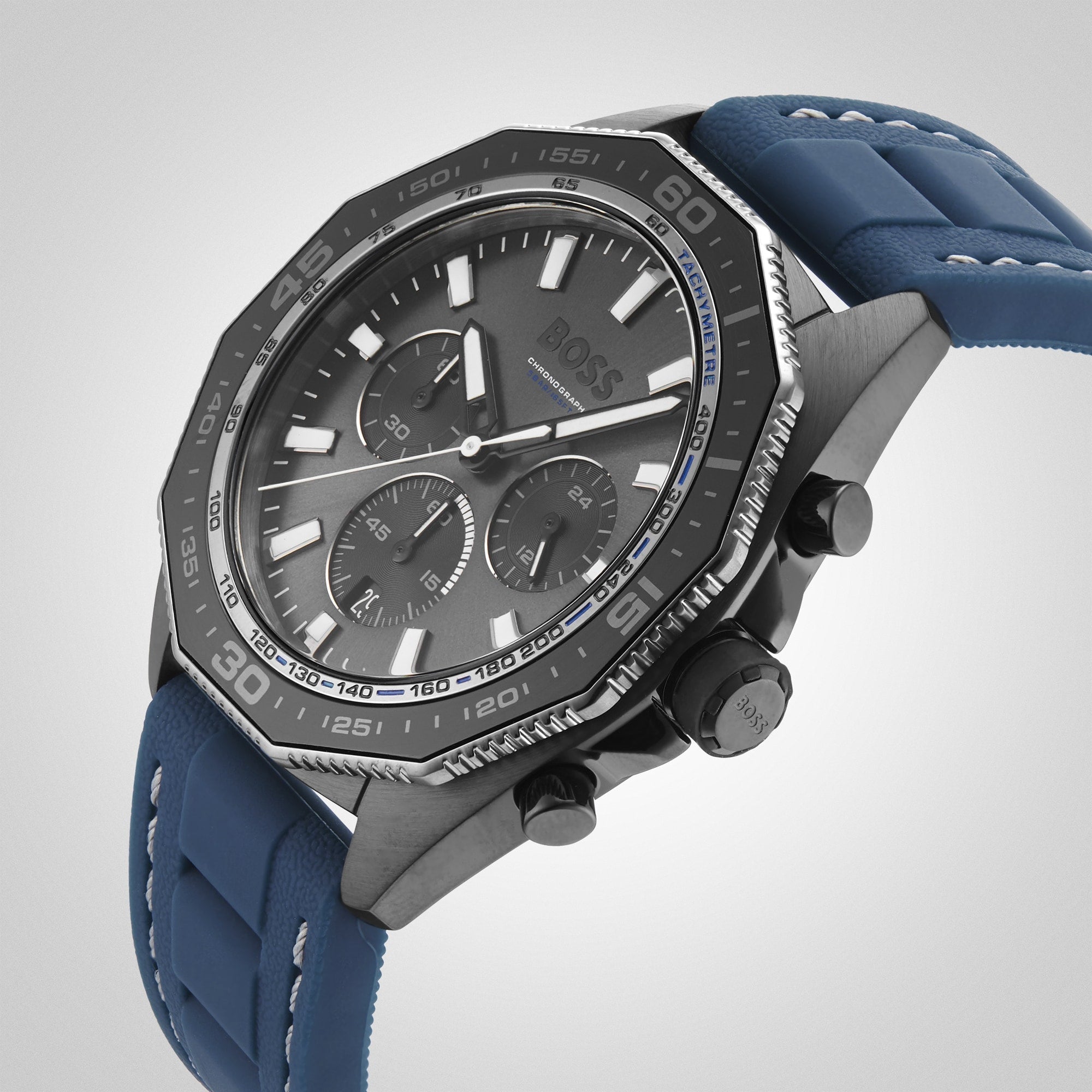  Shop Authentic Hugo Boss Energy Chronograph Grey Dial Green Rubber Strap Watch For Men - 1513972 - Luxxuri