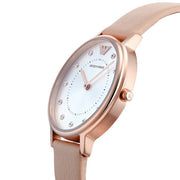  Shop Authentic Emporio Armani Kappa Rose Gold & White Dial Beige Nude Leather Strap Watch For Women - AR2510 - Luxxuri