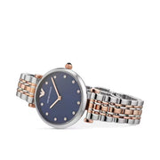  Shop Authentic Emporio Armani Gianni T Bar Quartz Blue Dial Two Tone Steel Strap Watch For Women - AR11222 - Luxxuri