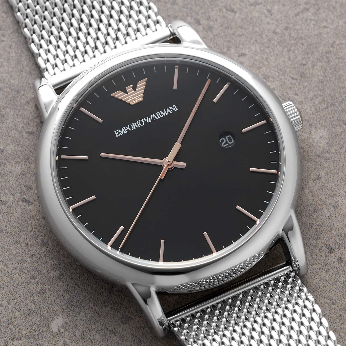  Shop Authentic Emporio Armani Luigi Analog Black Dial Silver Mesh Bracelet Watch For Men - AR11272 - Luxxuri