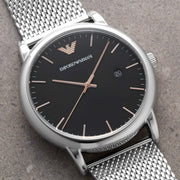 Shop Authentic Emporio Armani Luigi Analog Black Dial Silver Mesh Bracelet Watch For Men - AR11272 - Luxxuri