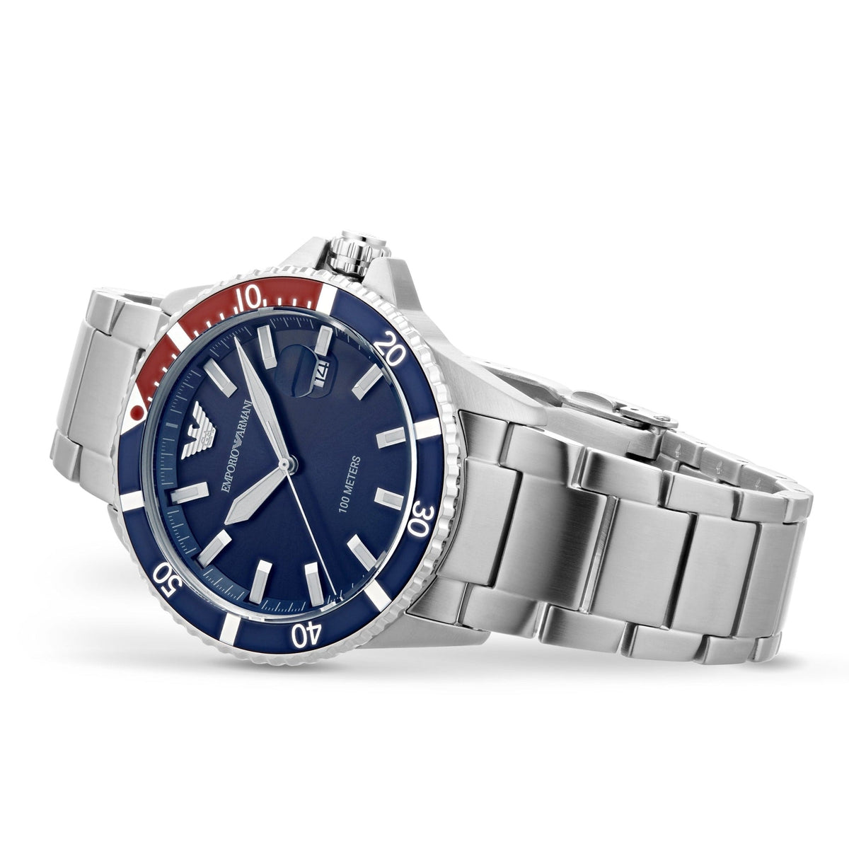  Shop Authentic Emporio Armani Diver Quartz Blue Dial Silver Steel Strap Watch For Men - AR11339 - Luxxuri