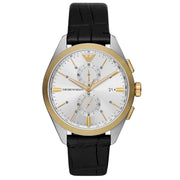  Shop Authentic Emporio Armani Claudio Chronograph Silver Dial Black Leather Strap Watch For Men - AR11498 - Luxxuri