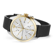  Shop Authentic Emporio Armani Claudio Chronograph Silver Dial Black Leather Strap Watch For Men - AR11498 - Luxxuri