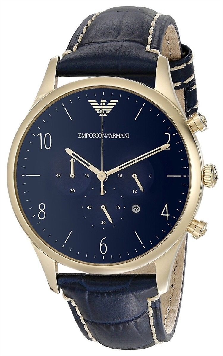  Shop Authentic Emporio Armani Chronograph Midnight Blue Dial Blue Leather Strap Watch For Men - AR1862 - Luxxuri