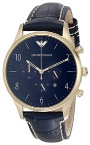  Shop Authentic Emporio Armani Chronograph Midnight Blue Dial Blue Leather Strap Watch For Men - AR1862 - Luxxuri