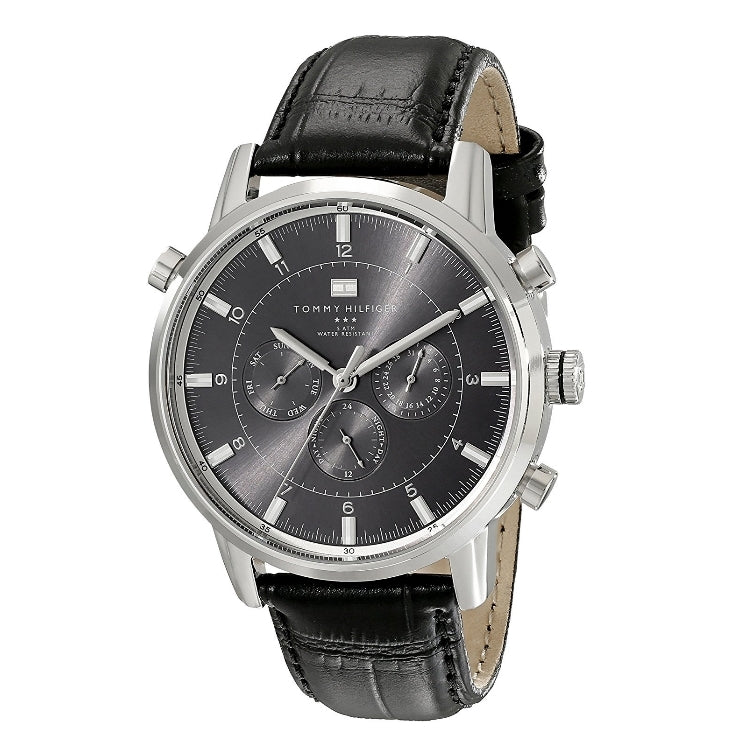 Shop Authentic Tommy Hilfiger Harrison Chronograph Black Dial Black Leather Strap Watch for Men - 1790875 - Luxxuri