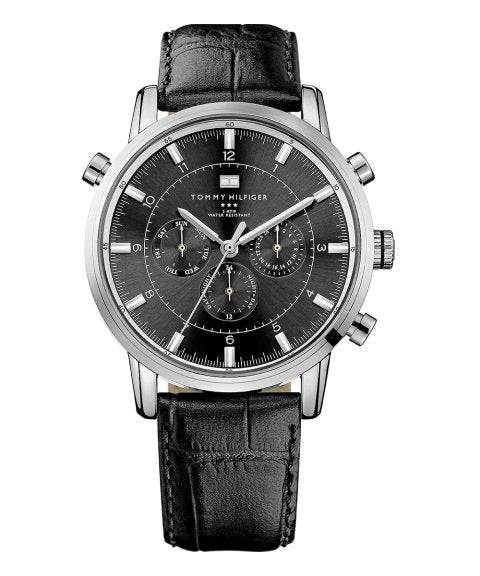 Shop Authentic Tommy Hilfiger Harrison Chronograph Black Dial Black Leather Strap Watch for Men - 1790875 - Luxxuri