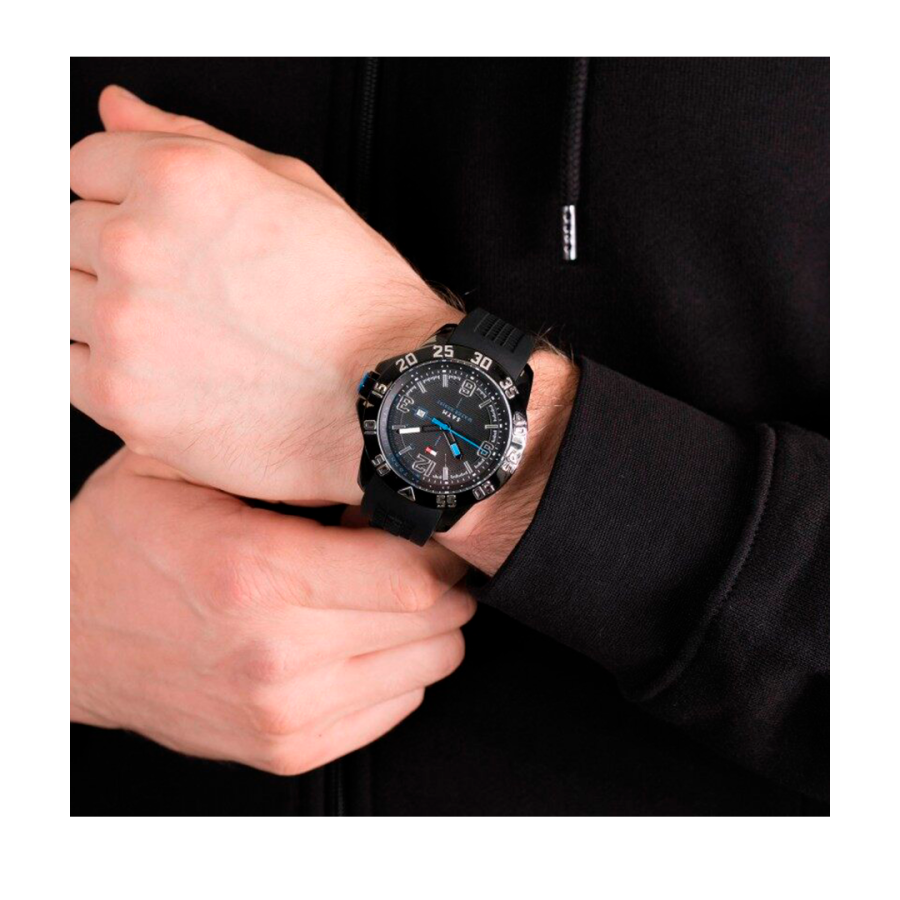  Shop Authentic Tommy Hilfiger Sport Multifunction Black Dial Black Rubber Strap Watch for Men - 1790983 - Luxxuri