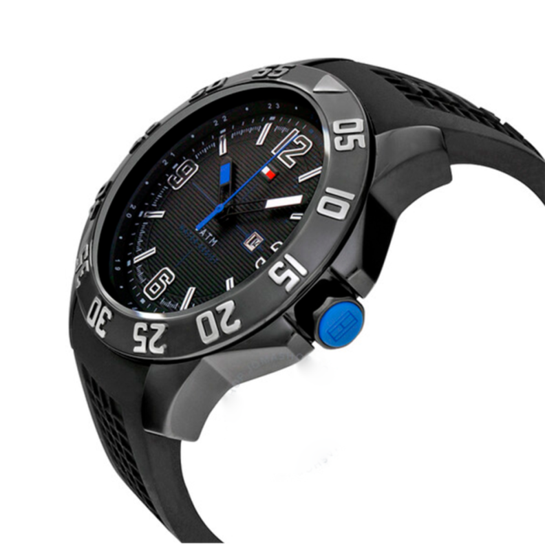  Shop Authentic Tommy Hilfiger Sport Multifunction Black Dial Black Rubber Strap Watch for Men - 1790983 - Luxxuri