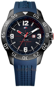  Shop Authentic Tommy Hilfiger Cole Black Dial Blue Rubber Strap Watch for Men - 1790984 - Luxxuri