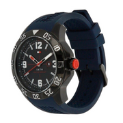  Shop Authentic Tommy Hilfiger Cole Black Dial Blue Rubber Strap Watch for Men - 1790984 - Luxxuri