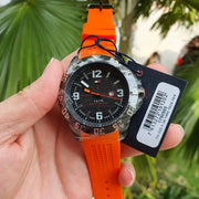  Shop Authentic Tommy Hilfiger Cole Black Dial Orange Rubber Strap Watch for Men - 1790985 - Luxxuri