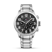  Shop Authentic Tommy Hilfiger Trent Chronograph Black Dial Silver Steel Strap Watch for Men - 1791054 - Luxxuri
