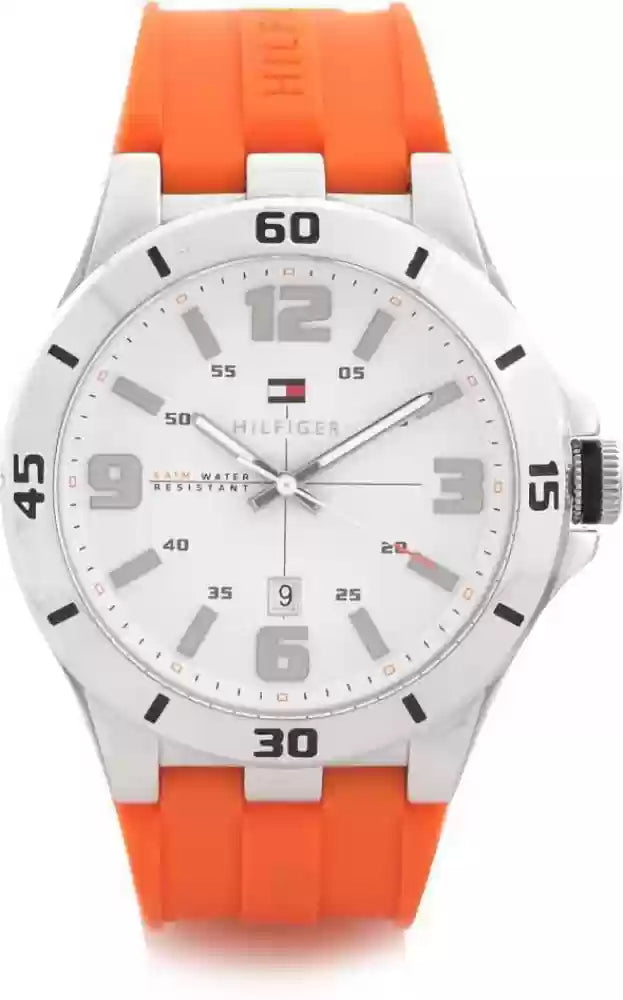  Shop Authentic Tommy Hilfiger Analog White Dial Orange Rubber Strap Watch for Men - 1791063 - Luxxuri