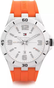  Shop Authentic Tommy Hilfiger Analog White Dial Orange Rubber Strap Watch for Men - 1791063 - Luxxuri