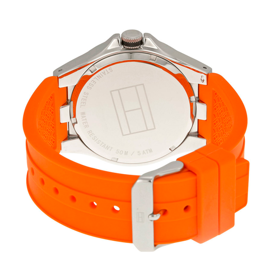  Shop Authentic Tommy Hilfiger Analog White Dial Orange Rubber Strap Watch for Men - 1791063 - Luxxuri