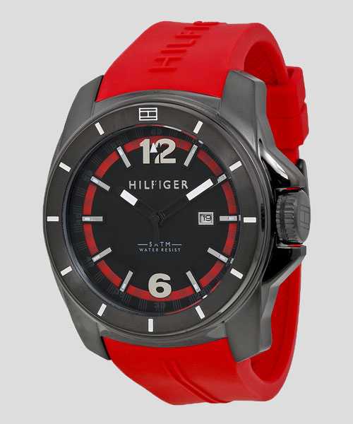  Shop Authentic Tommy Hilfiger Windsurf Black Dial Red Rubber Strap Watch for Men - 1791112 - Luxxuri