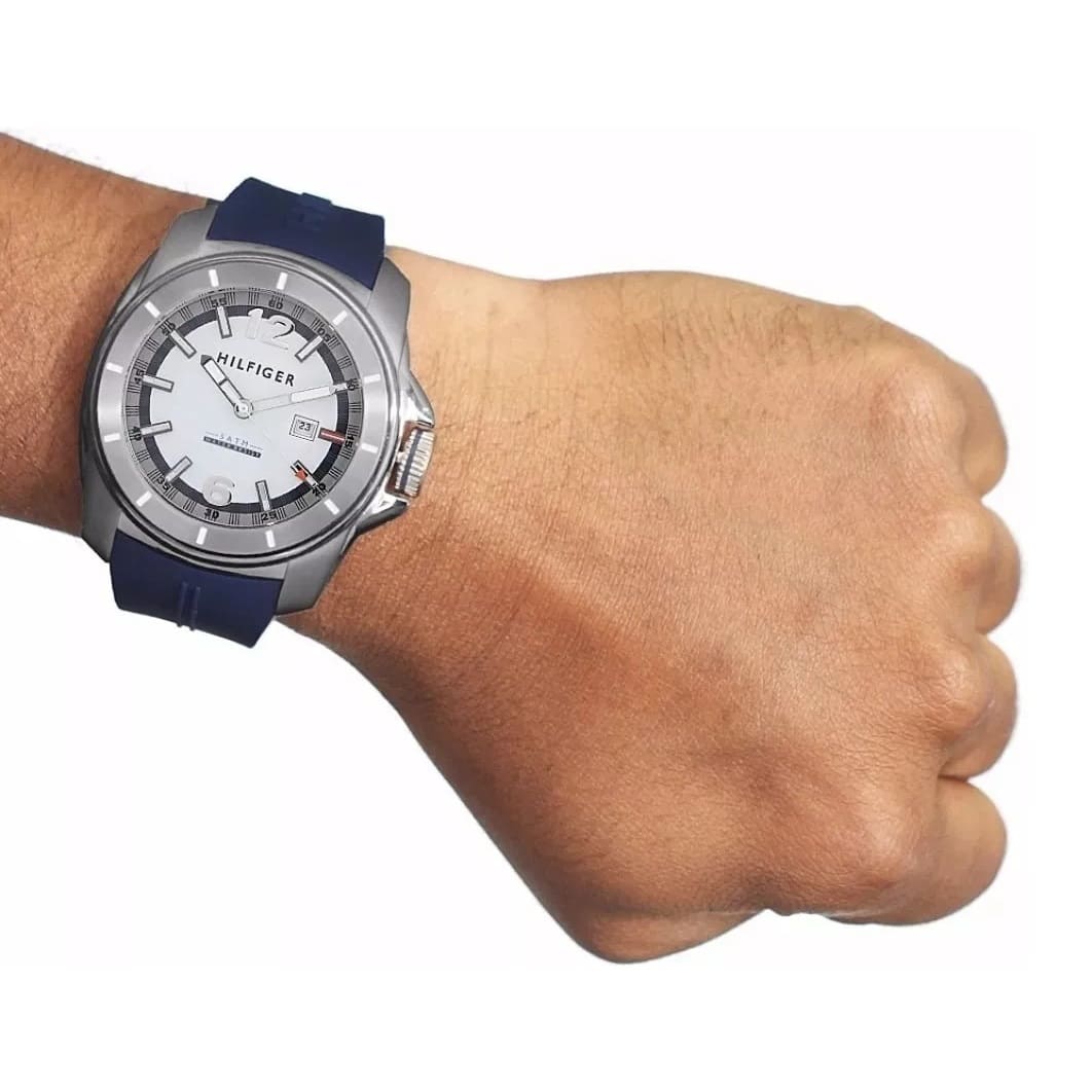  Shop Authentic Tommy Hilfiger Windsurf White Dial Blue Rubber Strap Watch for Men - 1791113 - Luxxuri