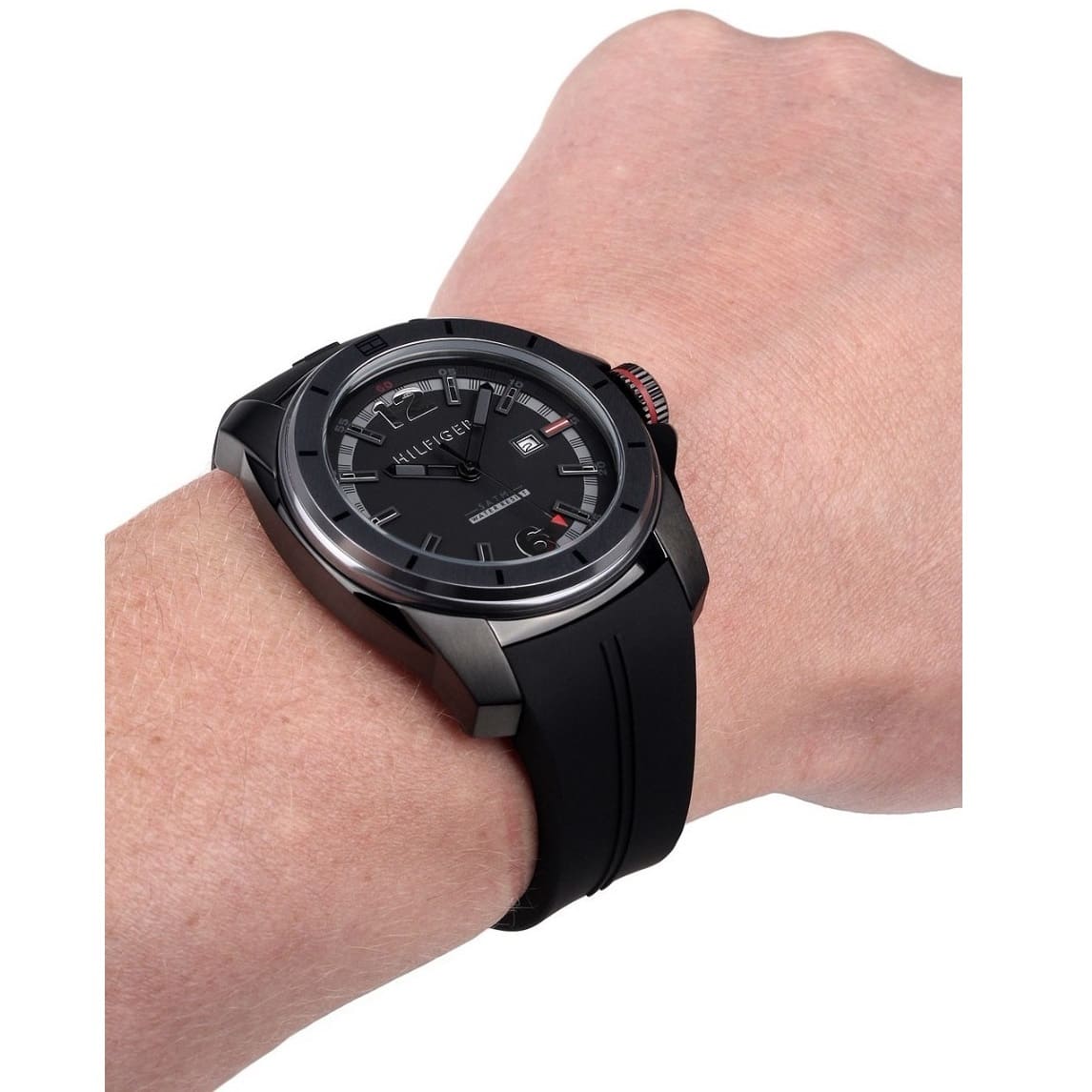  Shop Authentic Tommy Hilfiger Windsurf Black Dial Black Rubber Strap Watch for Men- 1791114 - Luxxuri