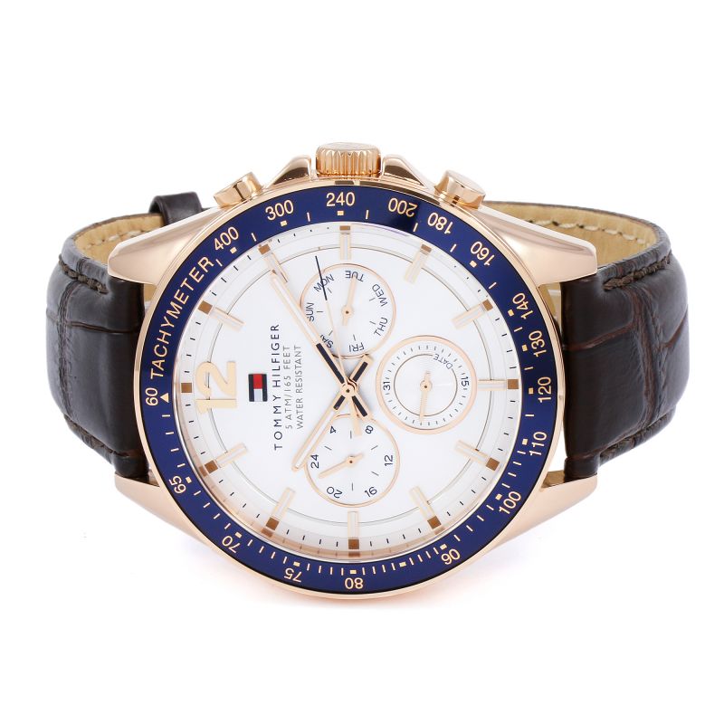  Shop Authentic Tommy Hilfiger Luke Quartz White Dial Brown Leather Strap Watch for Men - 1791118 - Luxxuri